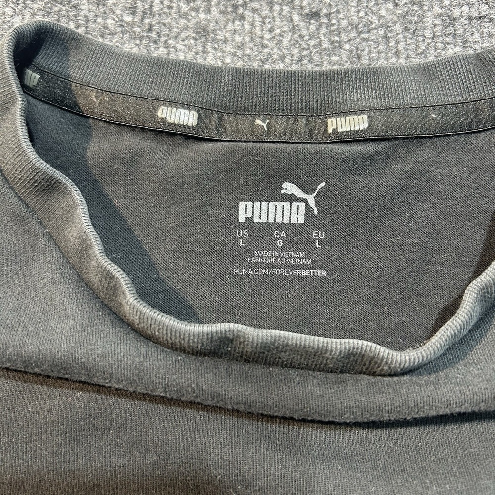 Puma Mens T-Shirt Black White Gray Block Logo L - Picture 7 of 9